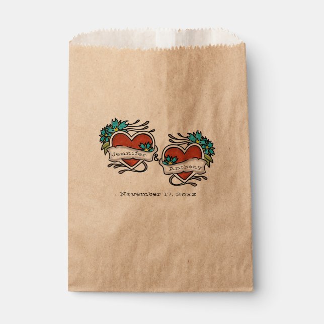 Tattooed Hearts, Tattoo Graphic Wedding Geschenktütchen (Vorderseite)
