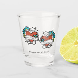 Tattooed Hearts, Tattoo Graphic Wedding Schnapsglas