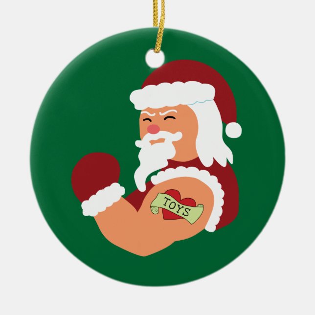 Tattooed Santa Keramik Ornament (Vorne)