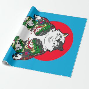 Tattooed Sumo Cat   Adorable Cat Geschenkpapier