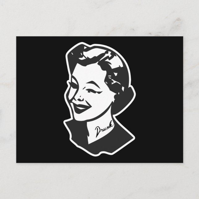 Tattooische Hausfrau - Betrunken Postkarte (Vorderseite)