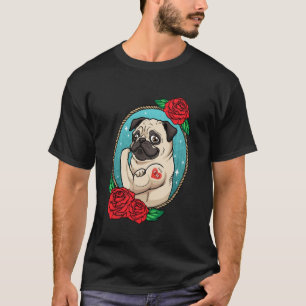 Tattooischer Mops Niedlicher Hund Lover Funny Retr T-Shirt