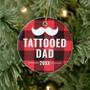 Tattooischer Vater Personalisiert Mustache Bearded Keramik Ornament