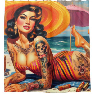 Tattooisches SommerButton Duschvorhang