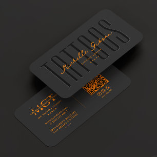 Tattooist Tattoo Artist Tattoos Black Orange Visitenkarte