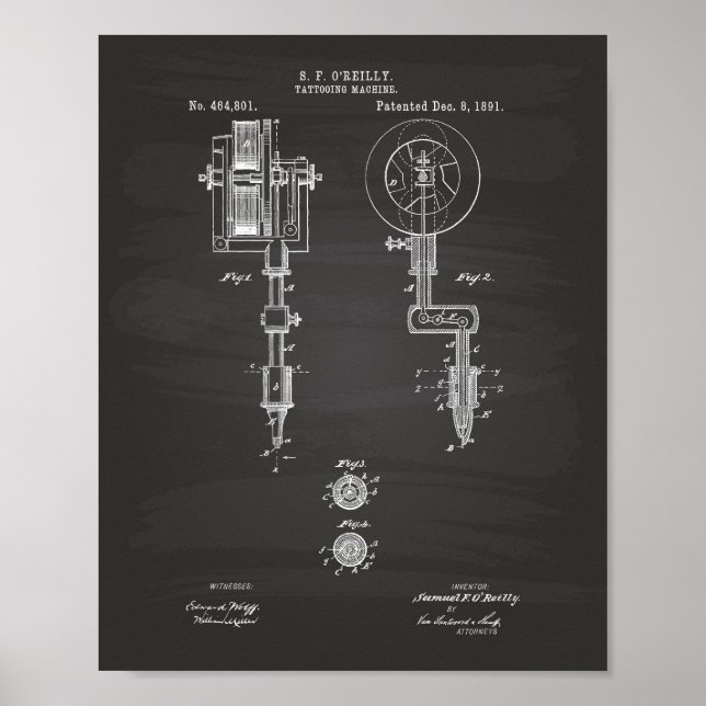 Tattoomaschine 1891 Patentenkabine Poster (Vorne)