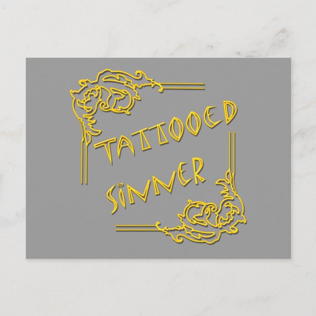 Tattooot Sinner gelb Postkarte (Vorderseite)