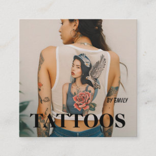 Tattoos Artist Graphic Business Card Quadratische Visitenkarte