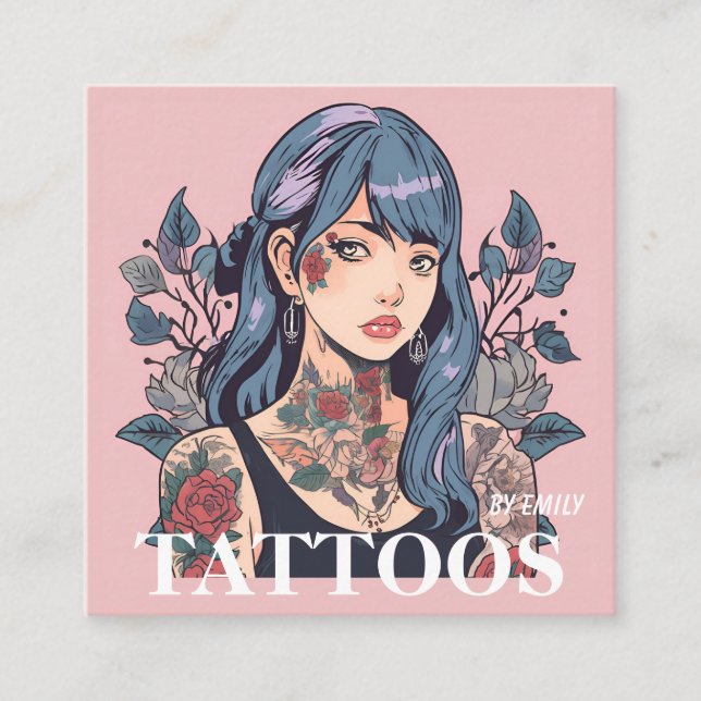 Tattoos Artist Graphic Business Card Quadratische Visitenkarte (Vorderseite)