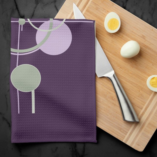 Tattoos Linework | Bohemisches Lila Grün Abstrakt Geschirrtuch (Von Creator hochgeladen)