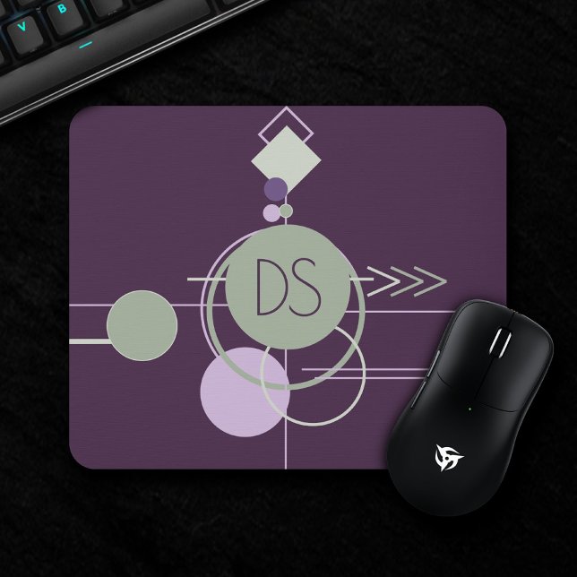 Tattoos Linework | Bohemisches Lila grünes Brandin Mousepad (Von Creator hochgeladen)