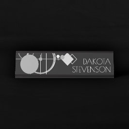 Tattoos Modernes Art Deco | einfarbiges Branding Schreibtischnamensplakette