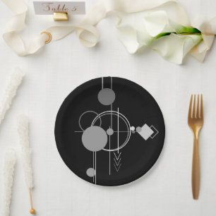 Tattoos Modernes Art Deco Monochrom-Minimalismus Pappteller