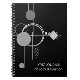 Tattoos Modernes Art Deco Schwarz-Grau-Texte Notizblock