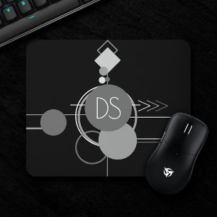 Tattoos Modernes Art Deco Schwarzes und graues B Mousepad