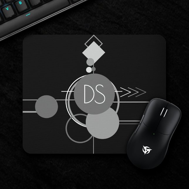 Tattoos Modernes Art Deco | Schwarzes und graues B Mousepad (Von Creator hochgeladen)