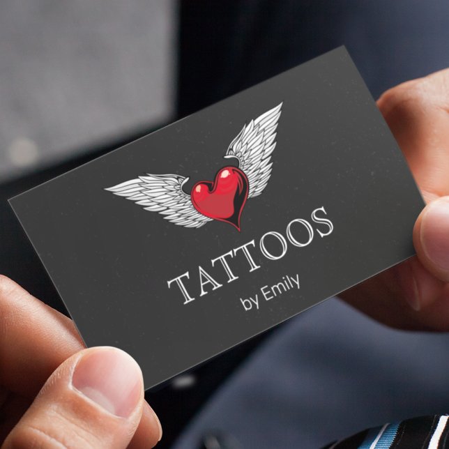 Tattoos nach Ihrem Namen Fliegen Herz einfach besc Visitenkarte (Von Creator hochgeladen)
