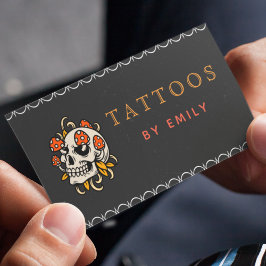 Tattoos nach Ihrem Namen Funny Skull Pilze gotisch Visitenkarte