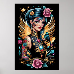 Tattoos und Rose 2 Poster