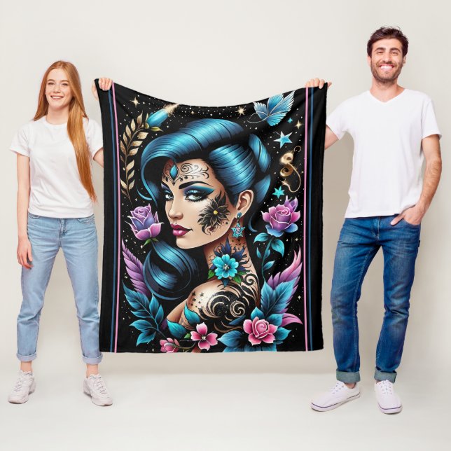 Tattoos und Rose Fleecedecke (Beispiel)