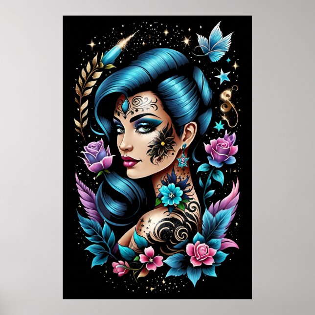 Tattoos und Rose Poster (Vorne)