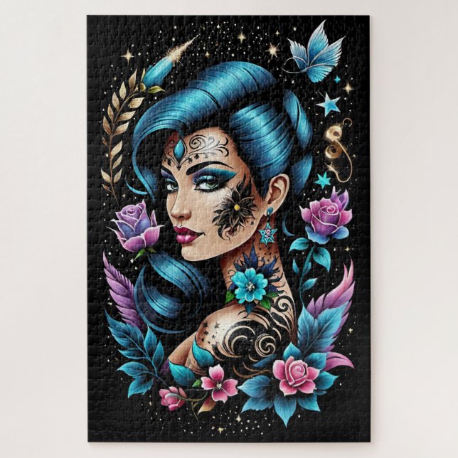 Tattoos und Rose Puzzle (Vertikal)