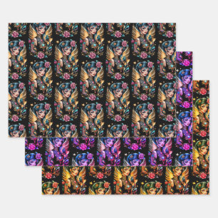 Tattoos und Rosen 2 Geschenkpapier Set
