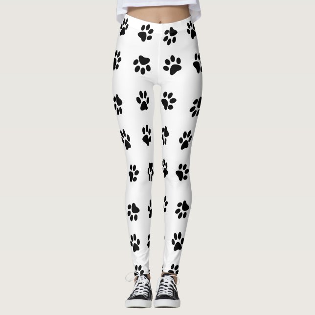 Tatze druckt Kunst-Leggings/Schwarzweiss Leggings (Vorderseite)