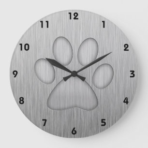 Tatzen-Druck; Metall-Blick Große Wanduhr