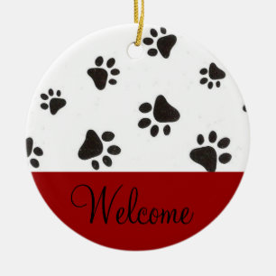 Tatzen-Druck-Willkommens-Tür-Zeichen Keramikornament