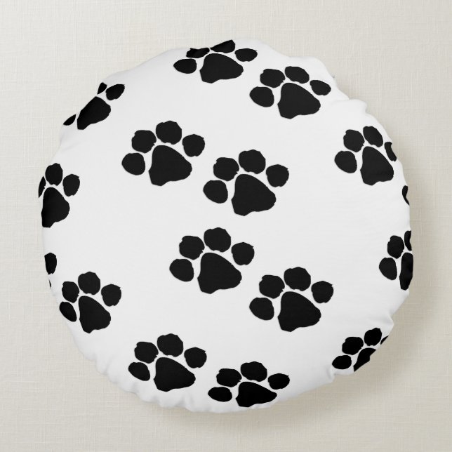Tatzen-Drucke für Haustier-Inhaber Rundes Kissen (Rückseite)