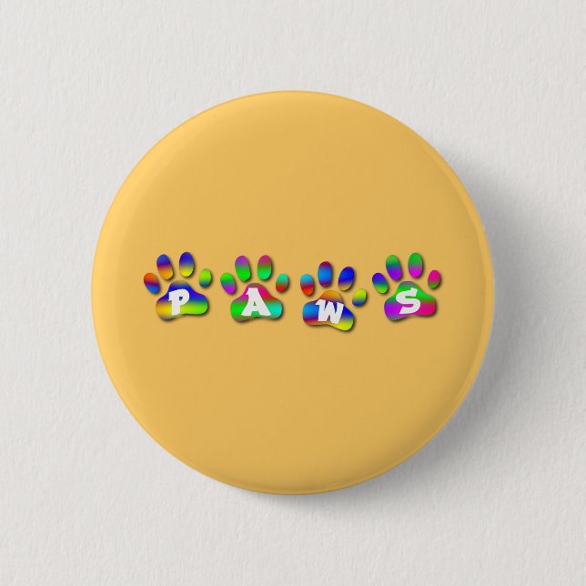 Tatzen-Regenbogen-Farbe Pawprints Button (Vorderseite)