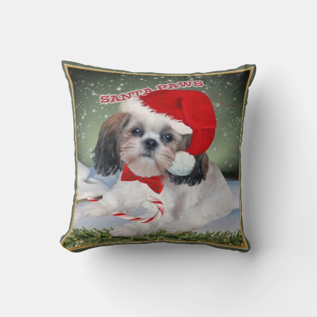 Tatzen-Weihnachtskissen Shih Tzu Sankt Kissen (Vorderseite)