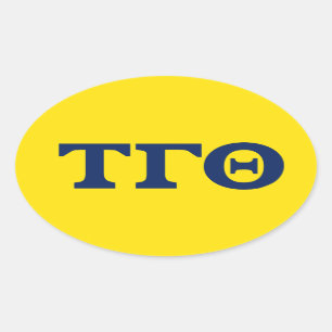 Tau Gamma Theta Oval Stickers - Blau auf Gelb