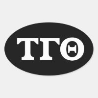Tau Gamma Theta Oval Stickers - Weiß auf Schwarz