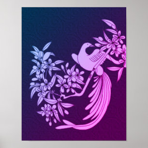 Taube auf Ast Vogel Motiv Kunst Farbige Poster