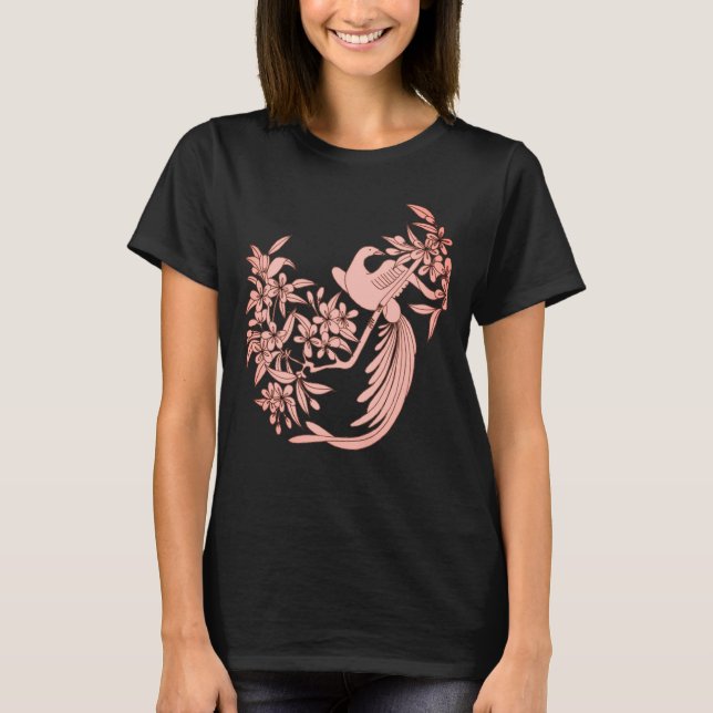Taube auf Branch Bird Art Black T-Shirt (Vorderseite)