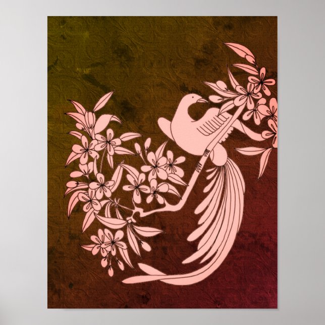 Taube auf Branch Bird Motif Art Poster (Vorne)