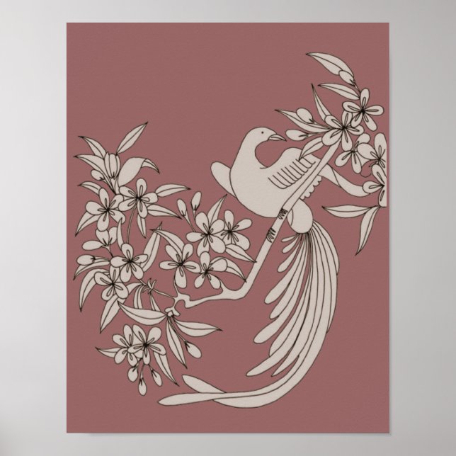 Taube auf Branch Bird Motif Art Poster (Vorne)