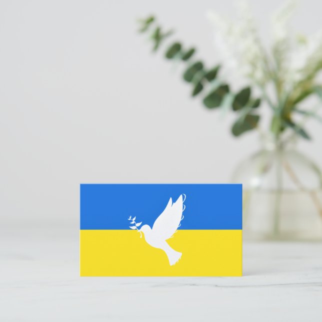 Taube der Friedensflagge der Ukraine - Freiheit Visitenkarte (Stehend Vorderseite)