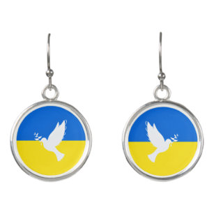 Taube der Friedensringe Fahne der Ukraine - Freihe Ohrringe