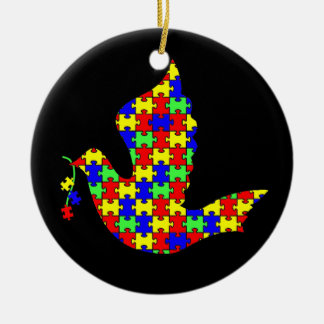 Taube der Hoffnung - Autismus-Puzzlespiel-Stücke Keramikornament