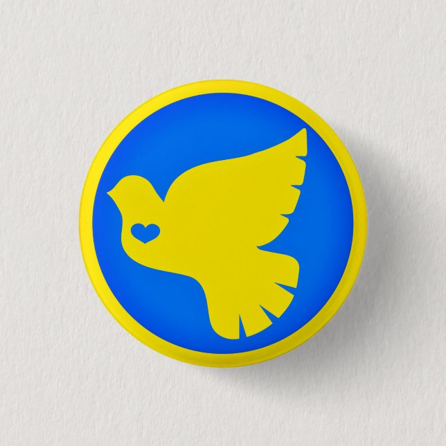 Taube des Friedens - Flagge der Ukraine - Freiheit Button (Vorderseite)