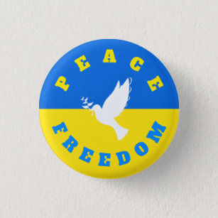 Taube des Friedens - Flagge der Ukraine - Freiheit Button