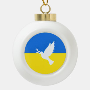 Taube des Friedens - Flagge der Ukraine - Freiheit Keramik Kugel-Ornament