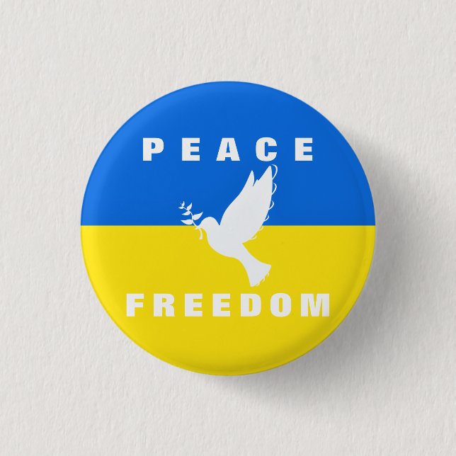 Taube des Friedens - Flagge der Ukraine - Frieden  Button (Vorderseite)