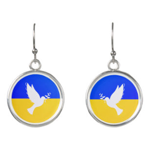 Taube des Friedens - Flagge der Ukraine Ohrringe