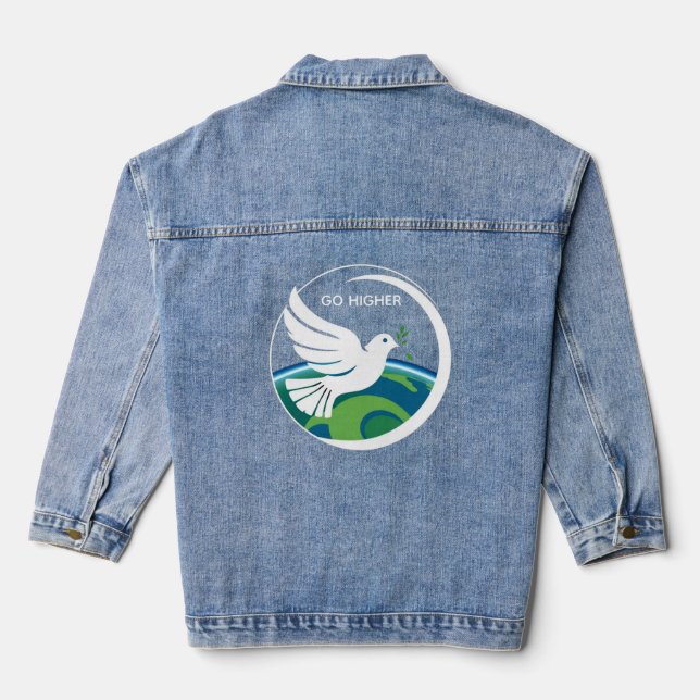 TAUBE DES FRIEDENS FLIEGE HÖHER JEANSJACKE (Rückseite)