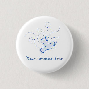 Taube des Friedens. Frieden. Freiheit. Liebe. Button
