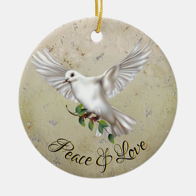 Taube des Friedens Keramik Ornament (Vorne)